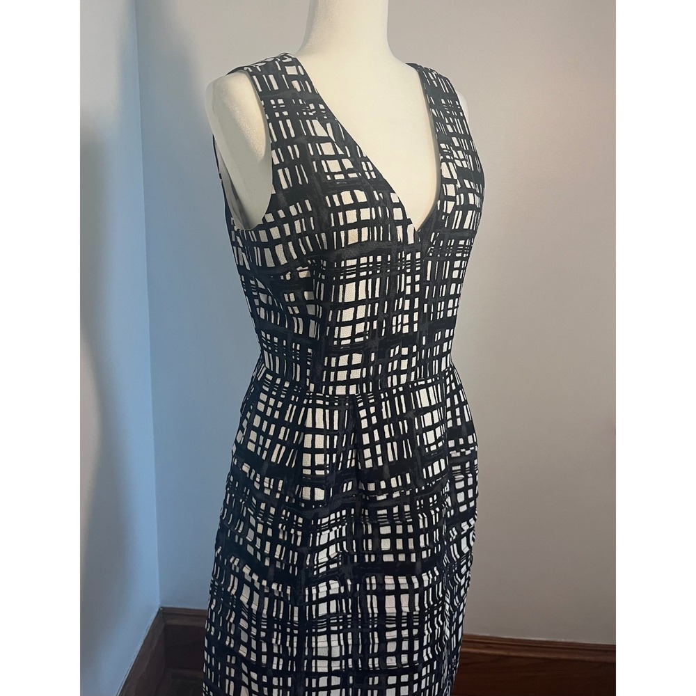 Madewell Midnight Dress Womens Size 8 Black White Grid Pattern Modern Aesthetic